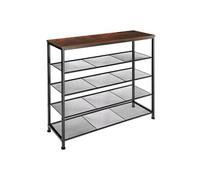 Meuble à chaussures - TECTAKE - Étagère à chaussures SHEFFIELD en acier 100 x 30,5 x 93 cm - Bois foncé