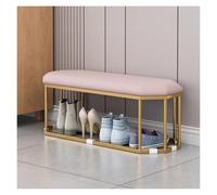 Étagère à Chaussures,Tabouret de Rangement pour se Changer,Banc Ottoman en Velours Salon,Chambre Coucher,Pied lit avec Structure métal,utilisable dans l'entrée (Rose,40 x 30 cm)