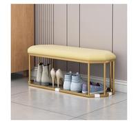 Étagère à Chaussures,Tabouret de Rangement pour se Changer,Banc-Pouf en Velours Salon,Chambre Coucher,Pied lit avec Structure métal,utilisable dans l'entrée (Jaune,60 x 30 cm)