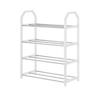 Étagère à chaussures trapézoïdale simple pour un usage domestique, seuil de porte, dortoir, rangement à chaussures, balcon, à quatre étages, super grande et peu encombrante (blanc, 42 x 50 cm)