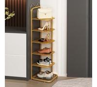 Étagère à chaussures verticale à 10 niveaux - Coin en métal peu encombrant pour entrée, placard, couloir, chambre à coucher - Assemblage facile sans outils - Finition dorée élégante