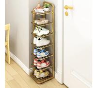 Étagère à chaussures verticale autonome fine 5, 6, 7 niveaux - Étagère ouverte pour placard et rangement mural - Économie d'espace - Design moderne pour la maison et l'entrée