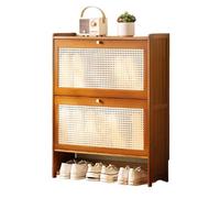 Étagère à chaussures verticale en bambou 3 portes pour couloir, design respirant, 17 cm de largeur, disponible en noir laiteux et blanc thé (70 x 24 x 87 cm)