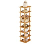 Étagère à chaussures verticale en bambou, étagère d'angle peu encombrante, assemblage sans outils, nizer d'entrée mince, rangement de chaussures simple pour couloir et foyer