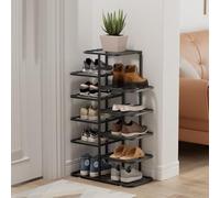 Étagère à Chaussures Verticale Étroite Meuble de Rangement Autonome et peu Encombrant Étagère d'angle pour Entrée Idéale pour les Vestibules les Couloirs et les Espaces Re Matte Black 19.3*9.8*31.1in