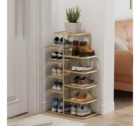 Étagère à Chaussures Verticale Étroite Meuble de Rangement Autonome et peu Encombrant Étagère d'angle pour Entrée Idéale pour les Vestibules les Couloirs et les Espaces Champagne Gold 19.3*9.8*31.1in