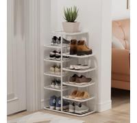 Étagère à Chaussures Verticale Étroite Meuble de Rangement Autonome et peu Encombrant Étagère d'angle pour Entrée Idéale pour les Vestibules les Couloirs et les Espaces Re Cream White 19.3*9.8*31.1in