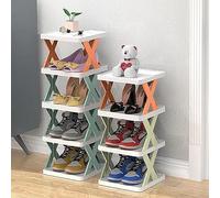 Étagère à chaussures verticale - Tour pliable multicouche, meuble de rangement d'angle peu encombrant, 2 niveaux pour chaussures, vert - Étagère à chaussures pratique pour la maison