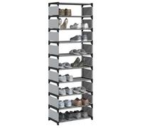 vidaXL Étagère à chaussures 10 niveaux – Gris – 54x28x158 cm – Résistante à l'humidité