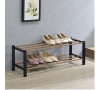 IDIMEX Étagère à Chaussures Waterford Rangement Porte-Chaussures avec 2 Niveaux, Pieds en métal laqué Noir et tablettes en décor Bois