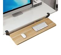 Étagère à Clavier coulissante sous Le Bureau avec glissière - Plateau à Clavier Robuste à Pince - Rallonge de Bureau Ergonomique - Plateau Coulissant Noir/Noyer/Blanc 52/65/75x25 cm, Repose-