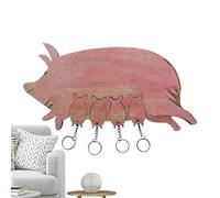 Étagère à clés cochon - Support mural sculpté, bande de crochet d'entrée, à fente décorative | Cochon mignon formant un adorable porc en bois - Silhouette - Organiseur suspendu fonctionnel