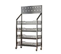 Étagère à collation à roulettes en métal à 3 niveaux - Étagère de rangement polyvalente pour cuisine, salle de bain, chambre à coucher - Présentoir de vente au détail pour fruits, collations et plus