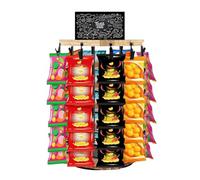Étagère à collation | Support de rangement pour frites | 5 niveaux, 40 clips, organiseur de rangement rotatif à 360° avec tableau à messages, station pour l'organisation du garde-manger de cuisine