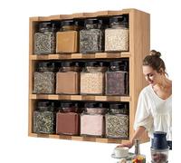 Étagère à condiments à 3 niveaux, étagère de rangement en bois, support de rangement de 21,5 cm avec 12 grilles, étagère de cuisine, organiseur de rangement multicouche avec cadre stable, utilisation