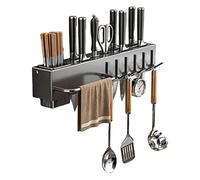 Étagère à couteaux de cuisine - Organisateur d'ustensiles mural, barre de crochet adhésive solide, support de rangement compact | Support pratique sans perceuse pour couverts, her