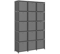 Etagère à 15 cubes avec boîtes Gris 103x30x175,5 cm Tissu