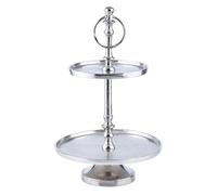 Etagère À Deux Niveaux Serviteur En Aluminium Annika Ronde 34Cm