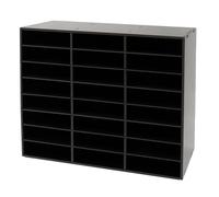 Étagère à documents à 24 compartiments - Grand espace de rangement - Organiseur de littérature de bureau - Séparateur amovible - Compartiments de rangement pour documents, magazines, livres - Noir