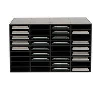 Étagère à documents - Système de rangement de bureau - Organiseur de bureau - En bambou - Pour bureau - Étagère moderne - Littérature moderne - Boîte aux lettres - Plateau en papier - Noir