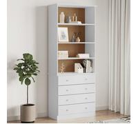 Étagère à dossiers/Cabinet à vitrine Blanc - Magnifique Bibliothèque tiroirs ALTA blanc 77x35x186,5cm bois massif pin CL9300905
