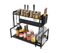étagère à épices à 2 niveaux, étagères de cuisine, organisateur de plan de travail pour la cuisine, organisation de l'espace