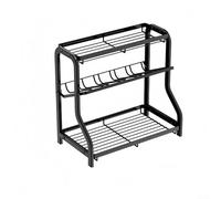 Étagère à épices à 3 niveaux, 36,5 x 20 x 35 cm, support d'assaisonnement sur pied pour comptoir de cuisine avec design incliné pour un accès facile et une utilisation peu encombrante (noir)