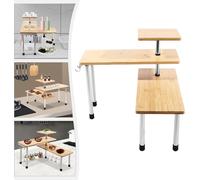 étagère à épices à 3 niveaux, étagère d'angle organisateur de plan de travail, organisateur d'épices de cuisine, couleur bois