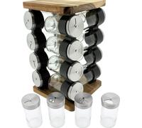 Etagère à épices avec 16 bocaux à épices debout - bois - étagère à épices pivotante - étagère avec 16 bocaux à épices - organisateur d'épices