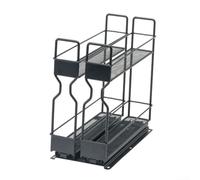 Étagère à épices coulissante à 2 niveaux pour placard | Organiseur d'armoire extractible robuste avec double rail coulissant | Étagère de rangement en métal pour comptoir de cuisine et garde-manger |