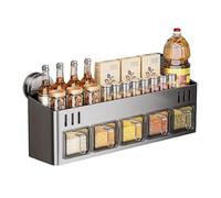 Étagère à épices de cuisine | Boîtes à épices à ventouse | Support mural pour bouteilles, cuisine, épices sans perçage pour comptoir de stockage, plan de travail