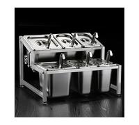 Étagère à épices double couche en acier inoxydable - Condiment incliné pour cuisine, bar, restaurant et buffet - Parfait pour assaisonner la sauce, la salade et la confiture (42 x 35 x 27,5 cm)