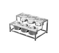 Étagère à épices en acier inoxydable et station de garniture de pizza - Durable 91 x 37 x 26 cm Nizer avec couvercle pour restaurants - Plateau de compartiment pour le stockage des assaisonnements et