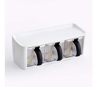 Étagère à épices en plastique empilée pour assaisonnement, pots à épices, avec poignée, cuillère, récipient de rangement pour herbes et condiments, 3360053031
