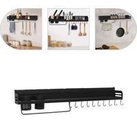 Étagère à épices Étagère de cuisine suspendue 80*14*9.5cm Étagère à épices de cuisine noire