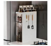 Étagère à épices extensible pour armoires, organiseur de cuisine coulissant avec tiroirs à crochets, organiseur vertical pour petits espaces pour bouteilles de sucre, sel, poivre et huile (W, L)