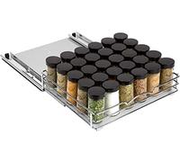 Étagère à épices extractible pour armoire, très résistante - Chrome, 32 3/8" l x 27,5 cm P x 6,3 cm H pour armoires de cuisine supérieures et garde-manger, pour épices, sauces, aliments en conserve,