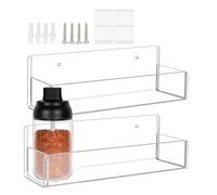 Étagère à épices flottante invisible en acrylique transparent pour appartement, station de condiments, espace de cuisine, zone de préparation des aliments, porte d'armoire, garde-manger