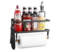 Étagère à épices magnétique pour réfrigérateur avec Porte-Serviettes en Papier 2 en 1 - Pliable - Robuste - Organiseur de réfrigérateur - Économie d'espace pour Petite Cuisine et Appartement