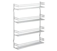 Metaltex Étagère à épices murale à 4 niveaux Pepito Argenté, étagère à épices murale, support à étagères à épices, étagère à herbes de cuisine 443438 Argent G