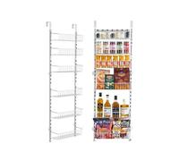 VEVOR Organisateur de garde-manger à suspendre sur la porte, étagère à épices murale à 6 niveaux, réglable, en acier robuste, pour assaisonnement, pour maison, cuisine, buanderie, salle de bain, blanc