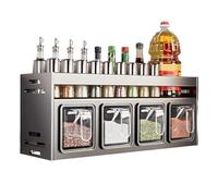 Étagère à épices murale avec 5 conteneurs, nizer de cuisine pour pots à épices, garde-manger et armoire Solution de rangement pour cuisine à la maison