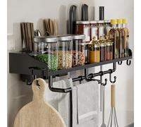 Étagère à épices murale de 30 cm noire à suspendre pour un rangement efficace et une organisation de la cuisine, parfaite pour les épices et les assaisonnements