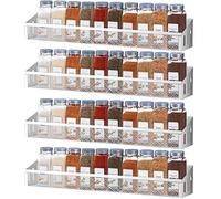 Étagère à épices murale en métal pour suspendre à l'intérieur d'un placard, garde-manger, herbes, épices, vernis à ongles, tampons en coton, gris argenté (4 niveaux)