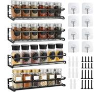 Étagère à épices Murale, Étagère Métallique à Quatre Niveaux Pour Ranger Les épices, Aucun Perçage N'est Nécessaire Pour Le Porte-épices, Porte-épices Suspendu, Adapté Aux Cuisines Étagères à épices