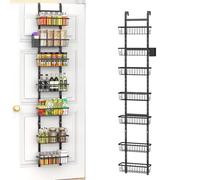 Étagère à épices réglable en métal à fixer au mur sans perçage pour cuisine, salle de bain, buanderie, chambre à coucher (septième étage)