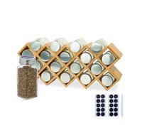 Étagère à épices Relaxdays en Bambou, 18 x 43 x 9,5 cm, bocaux, étiquettes, Stylo, Support à épices, Cuisine, Naturel