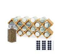 Étagère à épices Relaxdays en Bambou, 25,5 x 43 x 9,5 cm, bocaux, étiquettes, Stylo, Support à épices, Cuisine, Naturel