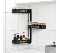 Étagère À Epices,Rotatif À 180°,Réglable En Hauteur,Présentoir À Épices À 3 Niveaux,Étagère De Cuisine Murale,Sans Poinçon,Aluminium,Pour Cuisine,Salle De Bain (Vert)