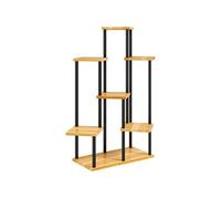 Outsunny Support à plantes à 7 niveaux – acier et bois – intérieur & extérieur – bois naturel